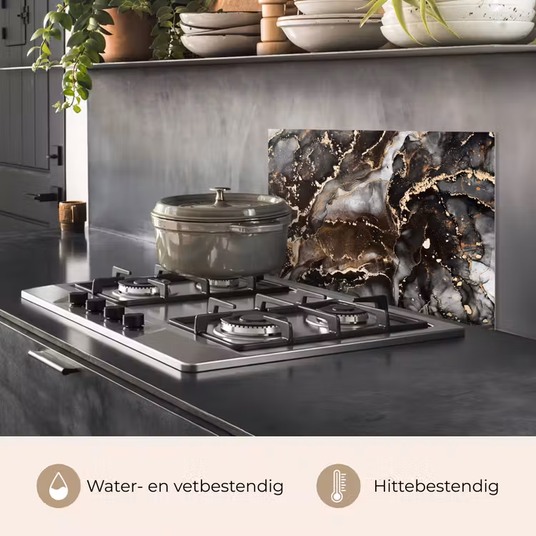 Spatscherm keuken - Marmer - Goud - Glitter - Luxe — 2