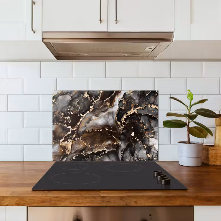 Spatscherm keuken - Marmer - Goud - Glitter - Luxe — 3