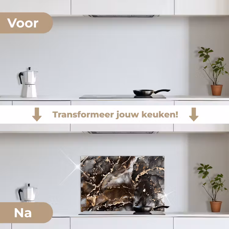 Spatscherm keuken - Marmer - Goud - Glitter - Luxe — 7