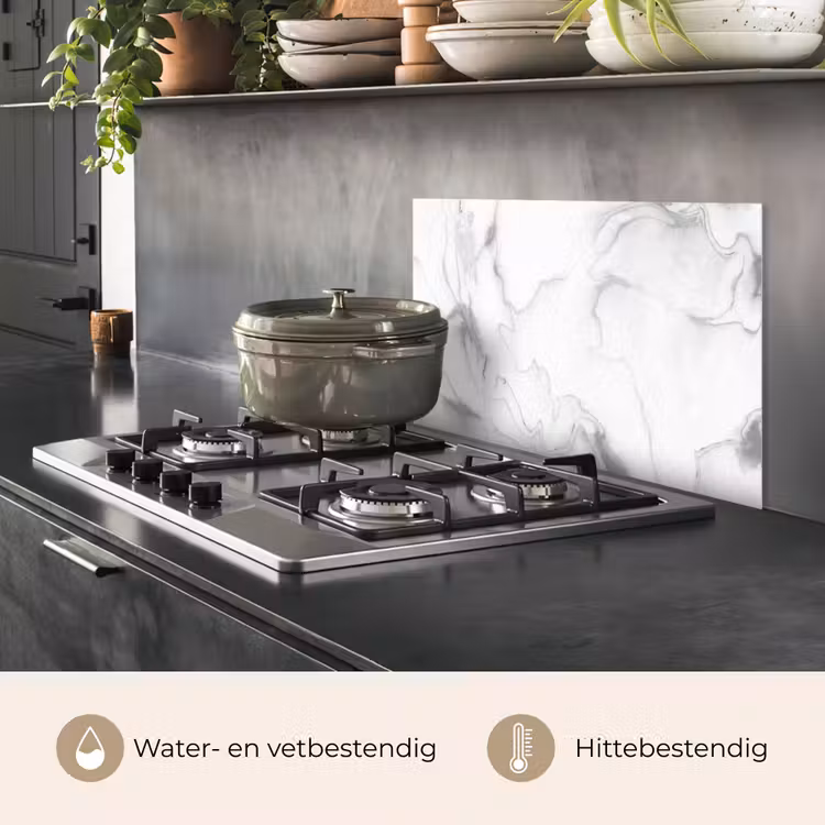 Spatscherm keuken - Marmer - Grijs - Wit - Abstract - Marmerlook — 2