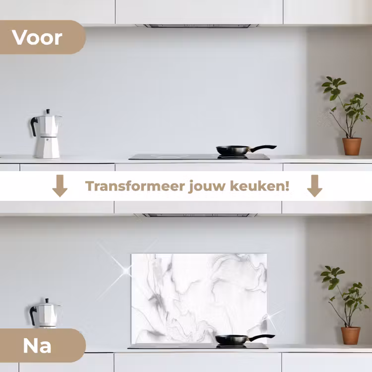 Spatscherm keuken - Marmer - Grijs - Wit - Abstract - Marmerlook — 7