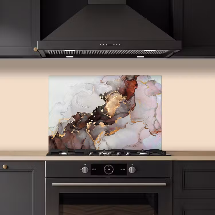Spatscherm keuken - Rood - Marmer - Goud — 5