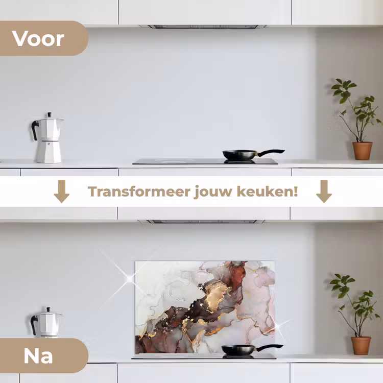 Spatscherm keuken - Rood - Marmer - Goud — 7