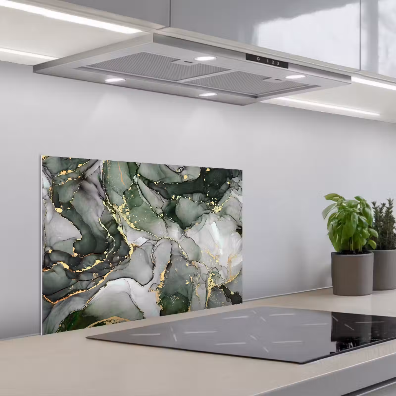 Spatscherm keuken - Luxe - Marmer - Groen — 1