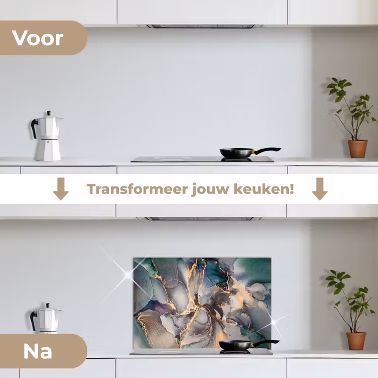 Spatscherm keuken - Goud - Blauw - Marmer — 7