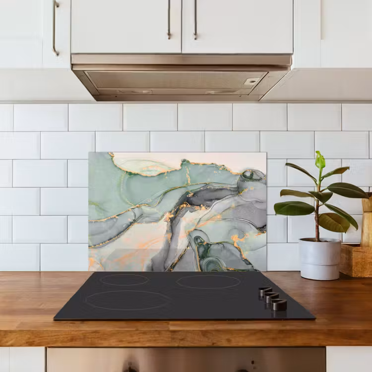 Spatscherm keuken - Goud - Marmer - Groen - luxe - Glitter - Marmerlook — 3