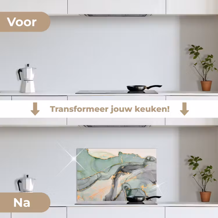 Spatscherm keuken - Goud - Marmer - Groen - luxe - Glitter - Marmerlook — 7