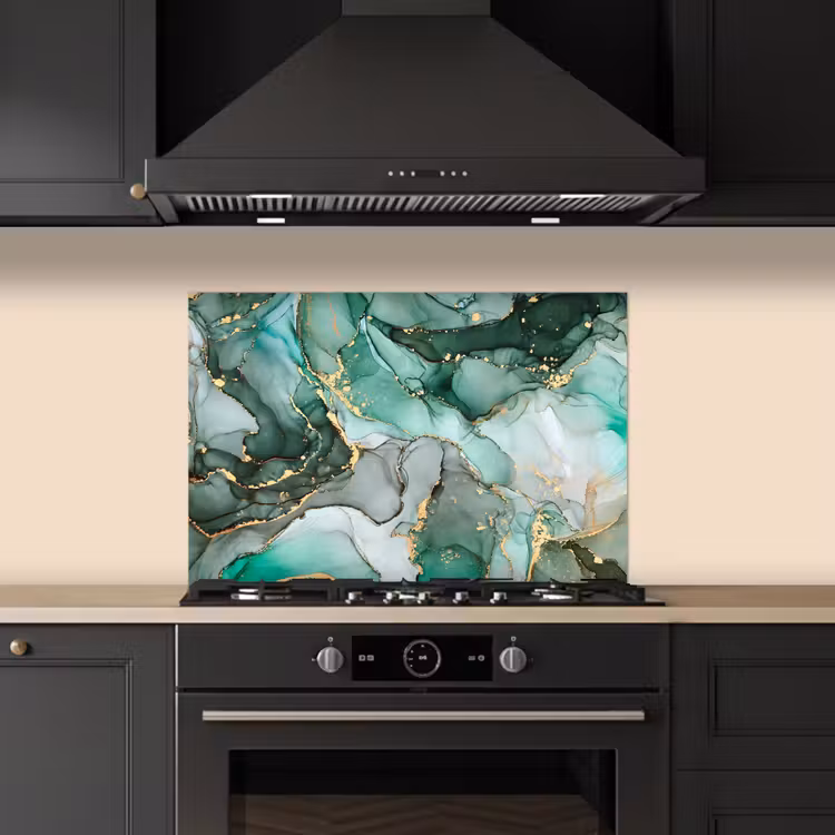 Spatscherm keuken - Goud - Marmer - Groen - Luxe - Marmerlook - Grijs — 5