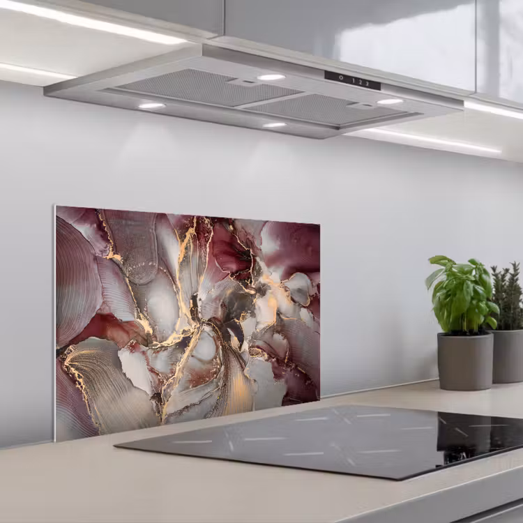 Spatscherm keuken - Goud - Marmer - Paars — 1