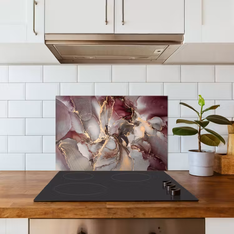 Spatscherm keuken - Goud - Marmer - Paars — 3
