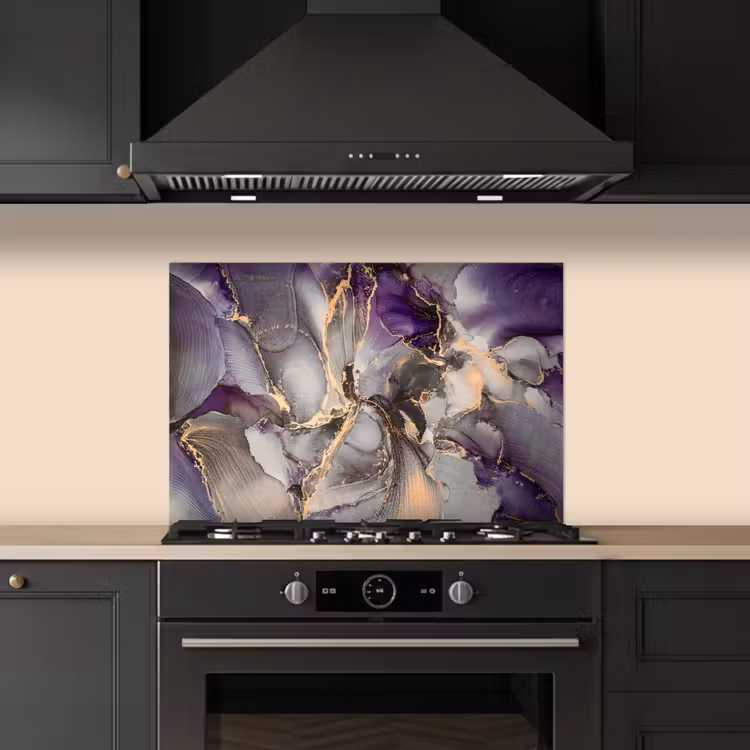Spatscherm keuken - Goud - Paars - Marmer — 5