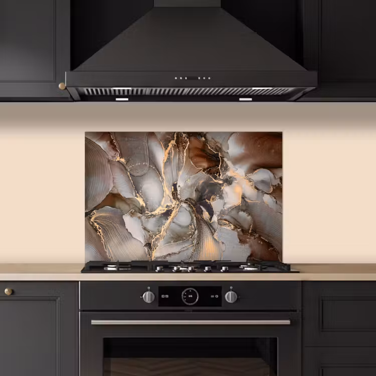Spatscherm keuken - Grijs - Goud - Marmer - Marmerlook — 5