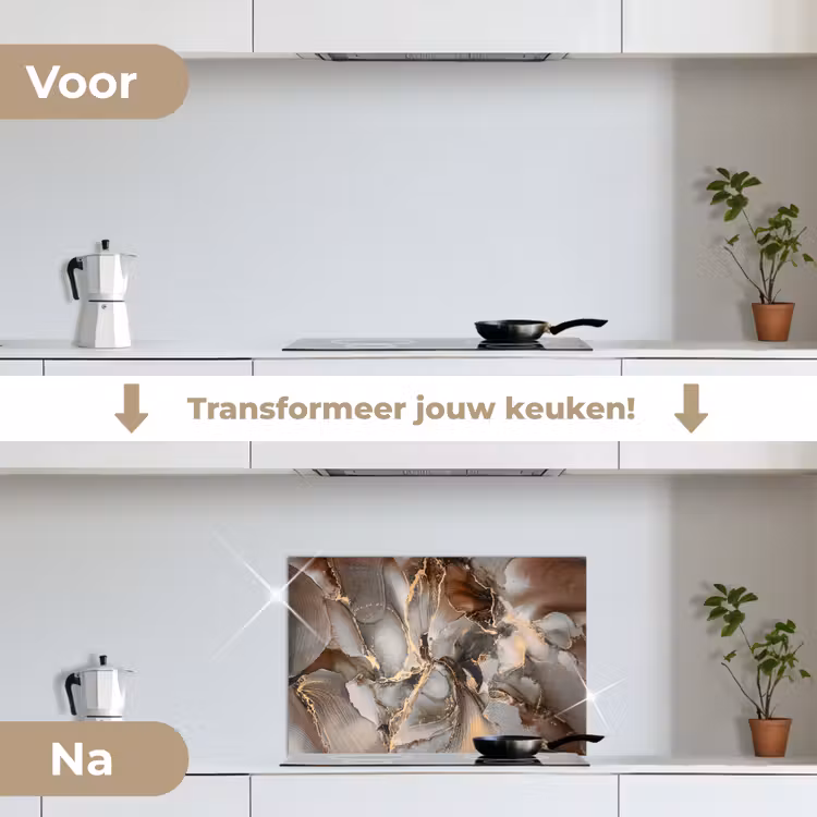 Spatscherm keuken - Grijs - Goud - Marmer - Marmerlook — 7