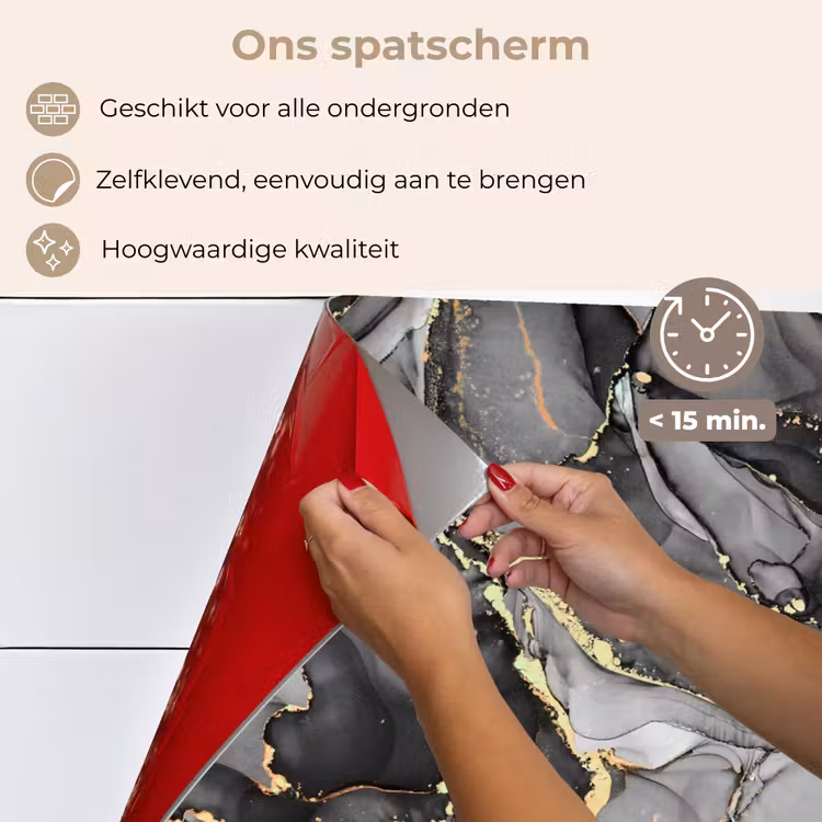 Spatscherm keuken - Grijs - Luxe  - Goud - Marmer — 4