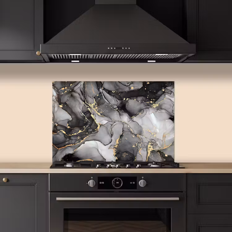 Spatscherm keuken - Grijs - Luxe  - Goud - Marmer — 5