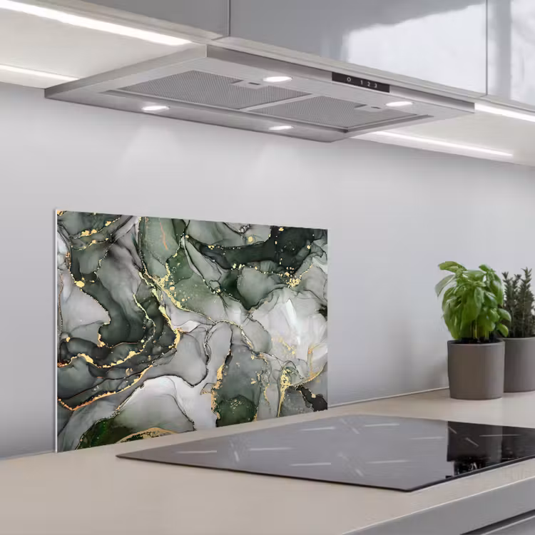 Spatscherm keuken - Luxe - Marmer - Groen — 1