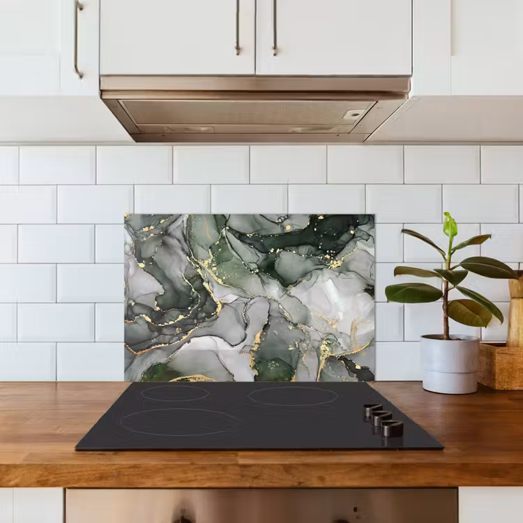 Spatscherm keuken - Luxe - Marmer - Groen — 3