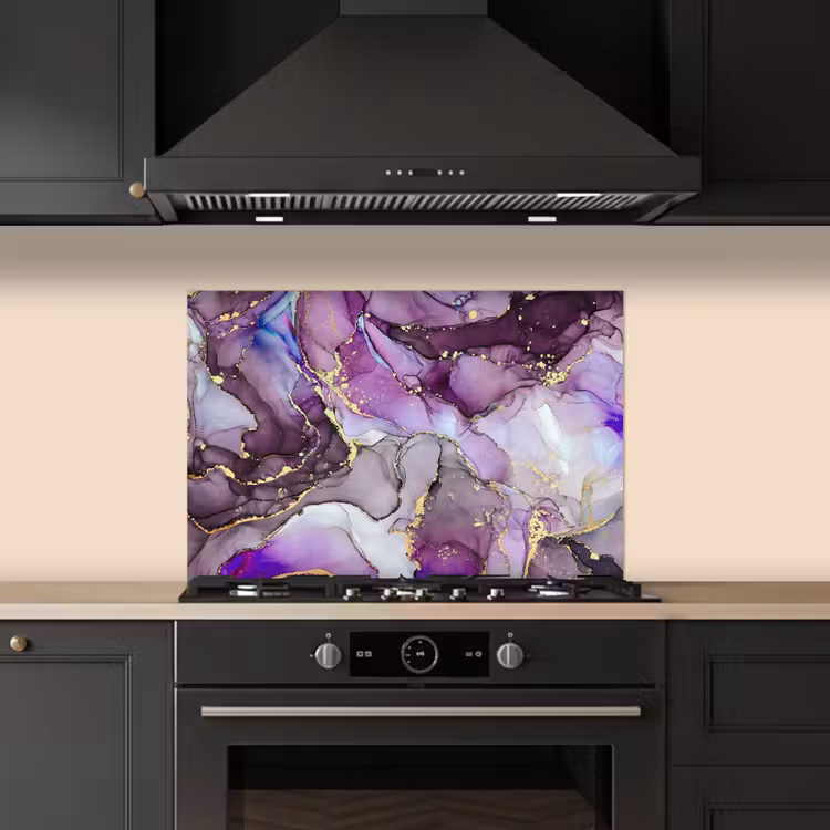 Spatscherm keuken - Marmer - Roze - Paars - Gold — 5
