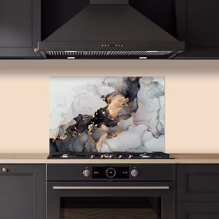 Spatscherm keuken - Zwart - Marmer - Luxe - Goud — 5