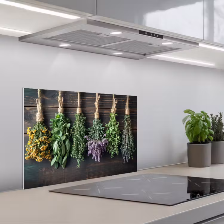 Spatscherm keuken - Kruiden - Specerijen - Hout - Stilleven — 1