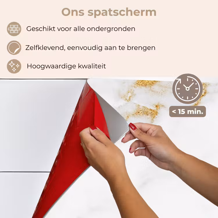 Spatscherm keuken - Gouden Aders op Wit Canvas — 4