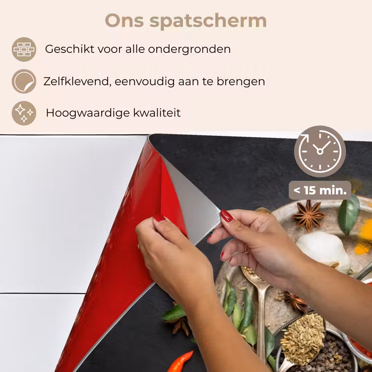 Spatscherm keuken - Kruidenmozaïek op Donker Canvas — 4
