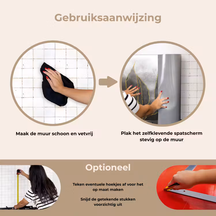 Spatscherm keuken - Mistige Gouden Lijnen — 6