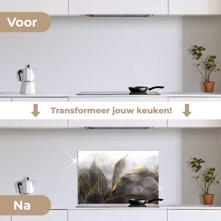 Spatscherm keuken - Mistige Gouden Lijnen — 7