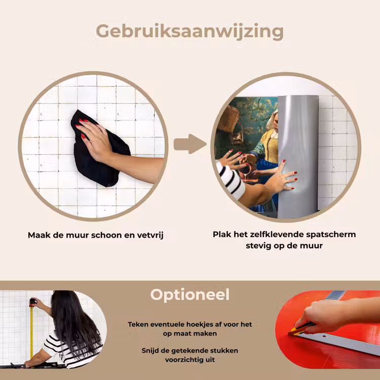 Spatscherm keuken - Het Melkmeisje met Blauwe Achtergrond — 6
