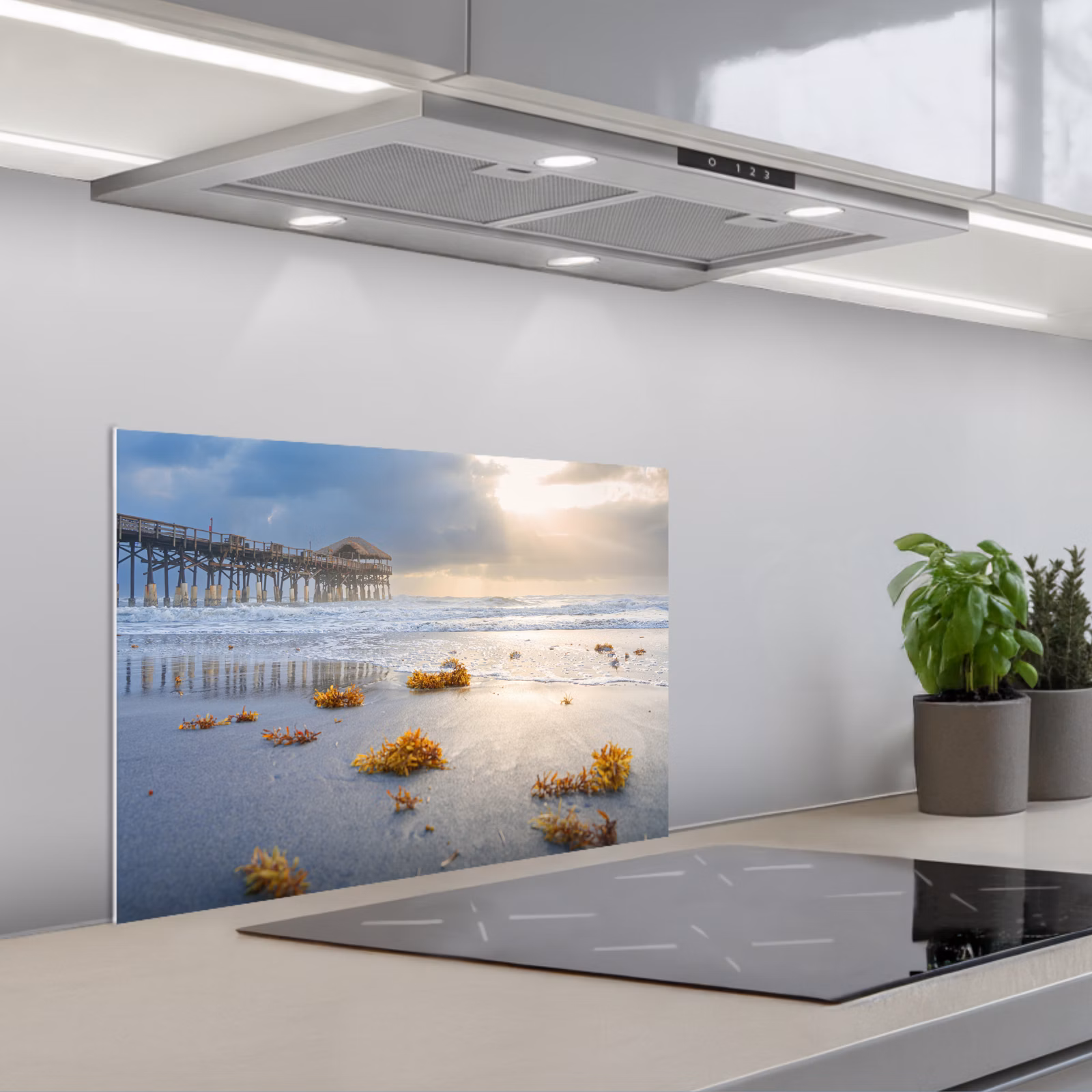 Spatscherm keuken - Zonsondergang bij de Pier — 1