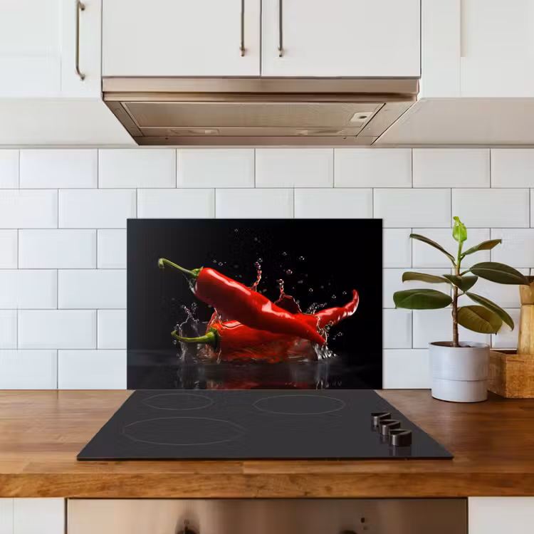 Spatscherm keuken - Peper - Rood - Zwart - Water - Groente — 3