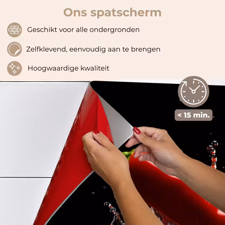 Spatscherm keuken - Peper - Rood - Zwart - Water - Groente — 4