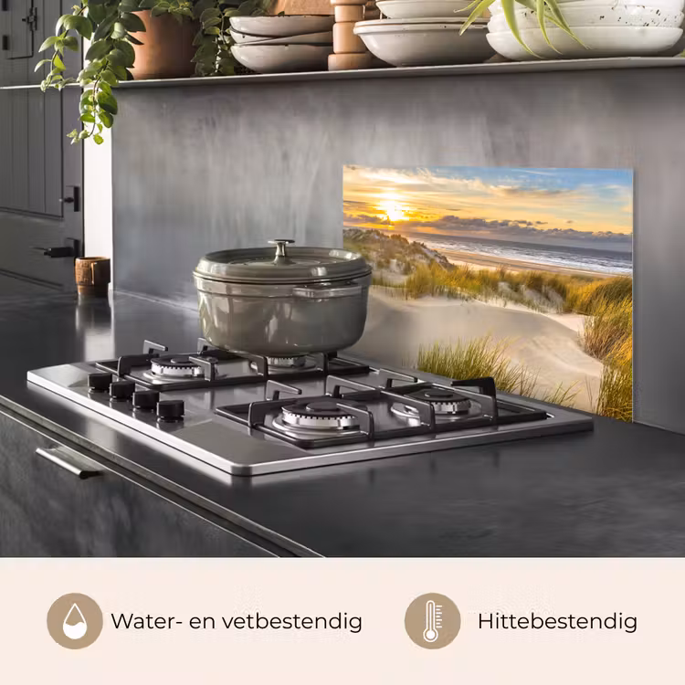 Spatscherm keuken - Stralen over het Duinlandschap — 2