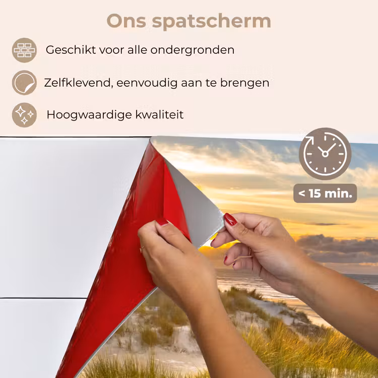Spatscherm keuken - Stralen over het Duinlandschap — 4