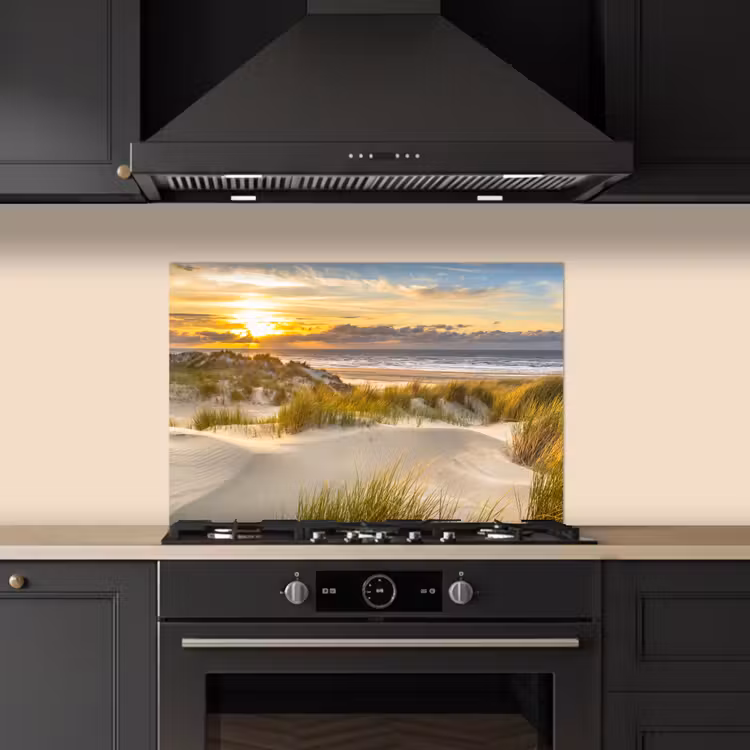 Spatscherm keuken - Stralen over het Duinlandschap — 5