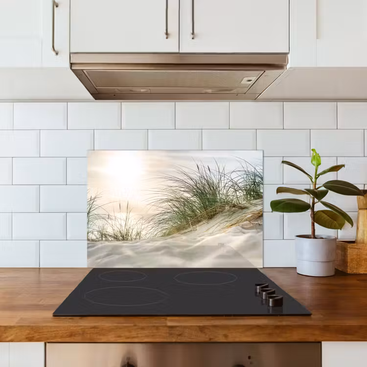 Spatscherm keuken - Strandgras bij Zonsondergang — 3