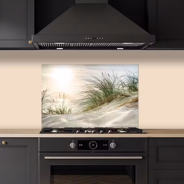 Spatscherm keuken - Strandgras bij Zonsondergang — 5