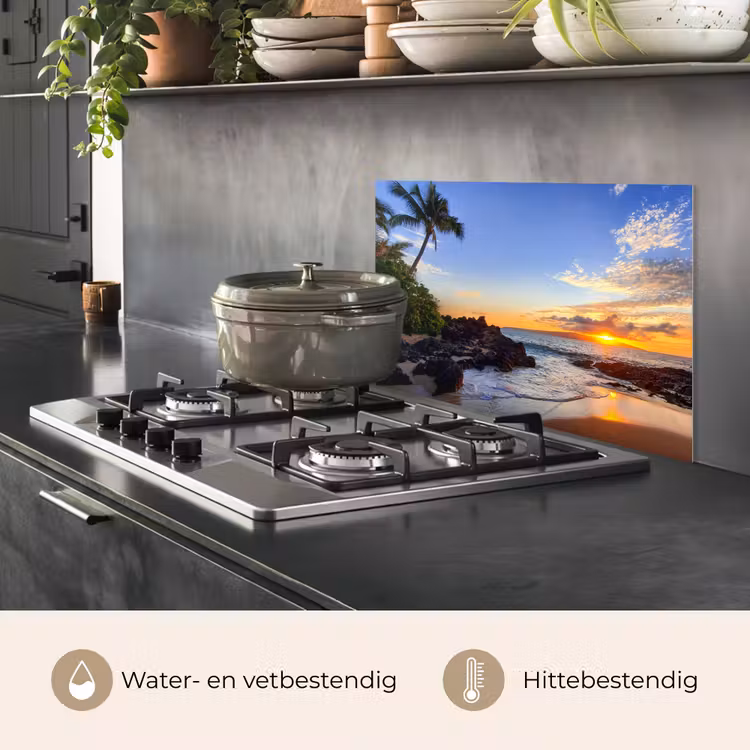 Spatscherm keuken - Tropisch Paradijs bij Zonsondergang — 2