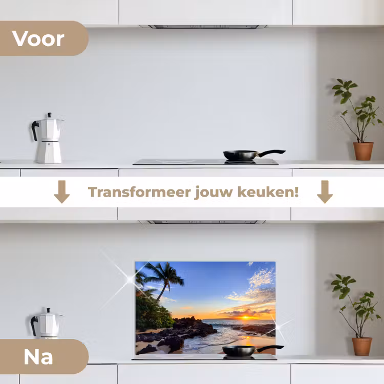 Spatscherm keuken - Tropisch Paradijs bij Zonsondergang — 7