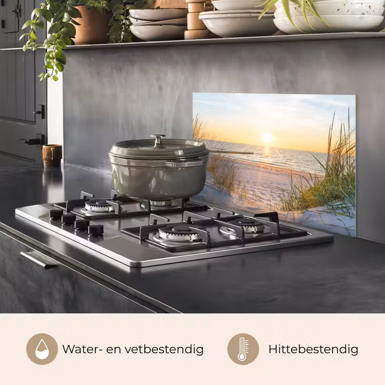 Spatscherm keuken - Zonsondergang aan de Kustlijn — 2