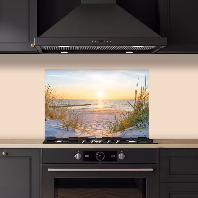 Spatscherm keuken - Zonsondergang aan de Kustlijn — 5