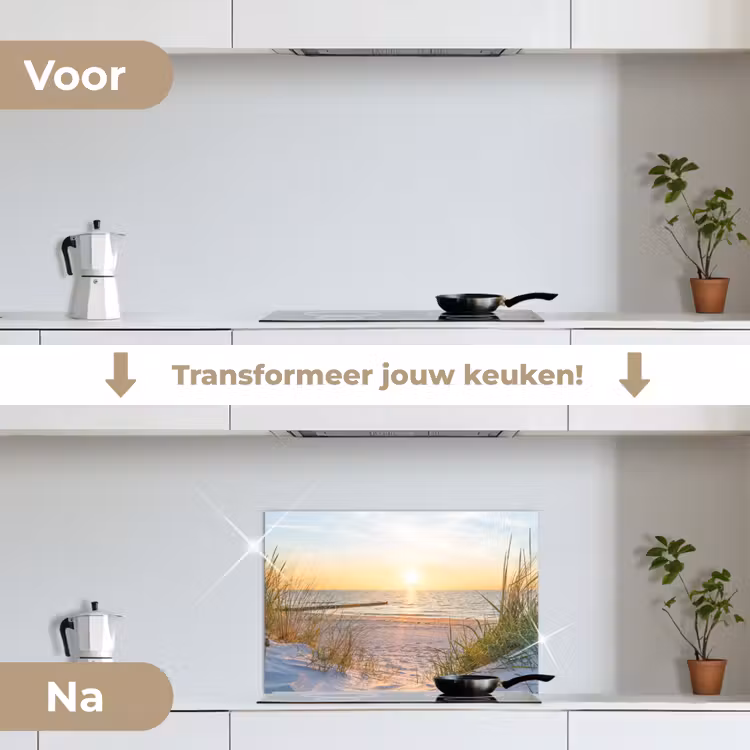 Spatscherm keuken - Zonsondergang aan de Kustlijn — 7