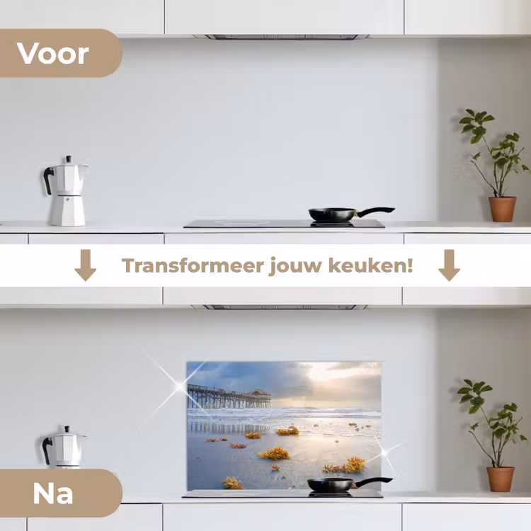 Spatscherm keuken - Zonsondergang bij de Pier — 7