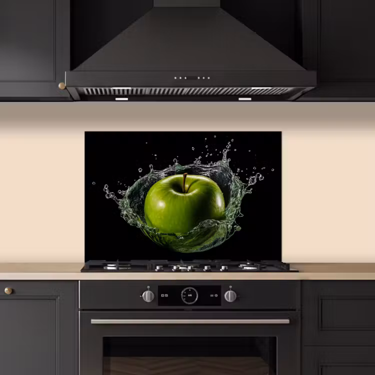 Spatscherm keuken - Appel - Groen - Fruit - Water - Zwart — 5