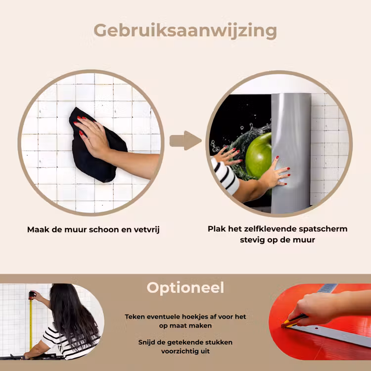 Spatscherm keuken - Appel - Groen - Fruit - Water - Zwart — 6