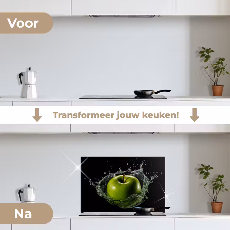 Spatscherm keuken - Appel - Groen - Fruit - Water - Zwart — 7