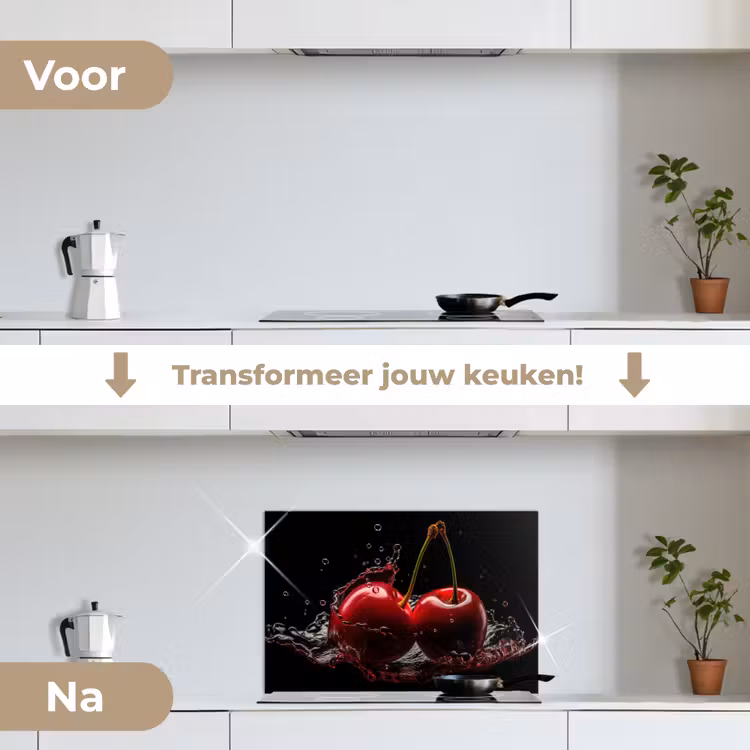 Spatscherm keuken - Kersen - Rood - Fruit - Water - Zwart — 7