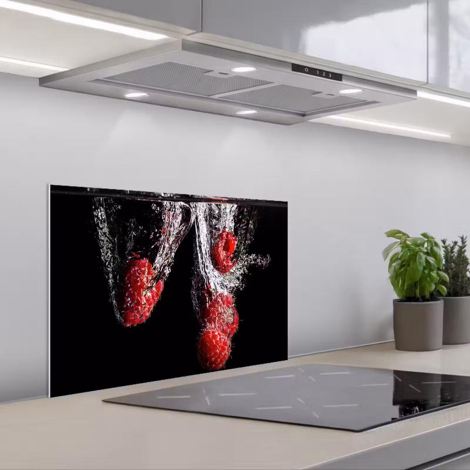 Spatscherm keuken - Rode Frambozen Plons — 1