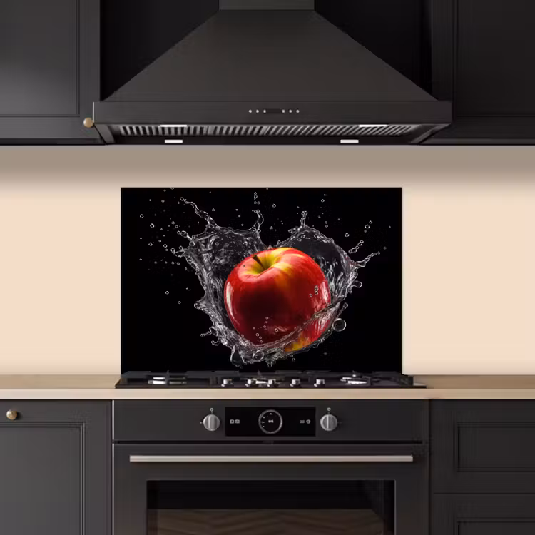 Spatscherm keuken - Appel - Rood - Water - Zwart - Fruit — 5