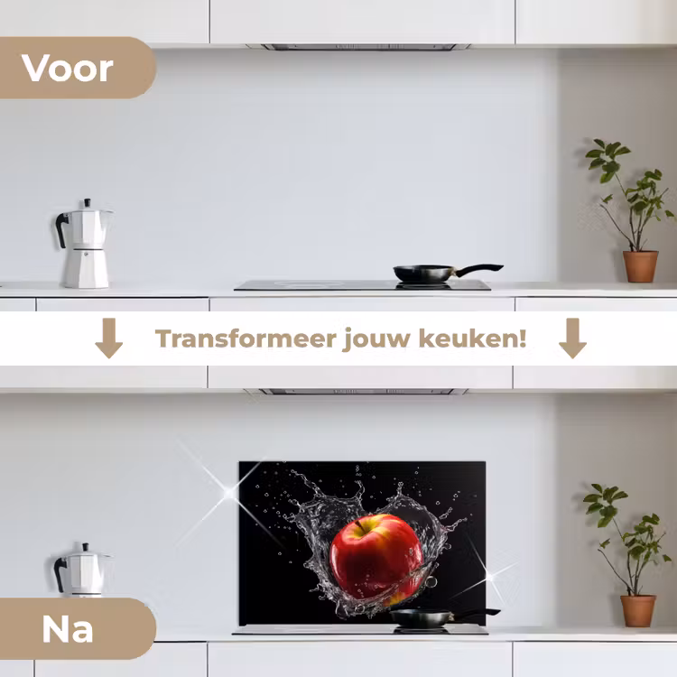 Spatscherm keuken - Appel - Rood - Water - Zwart - Fruit — 7